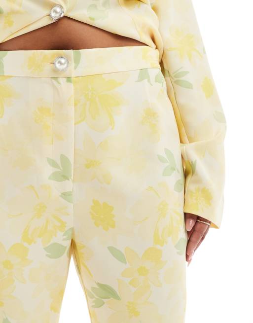 ASOS LUXE Curve – Blommiga, figursydda kostymbyxor, del av set, 3 av 5