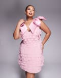 [ASOS LUXE] ASOS LUXE Curve bow shoulder disc mini dress in light pink 22 PINK