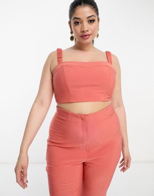 ASOS LUXE Curve co-ord tailored bralet in cinnamon - ASOS Price Checker