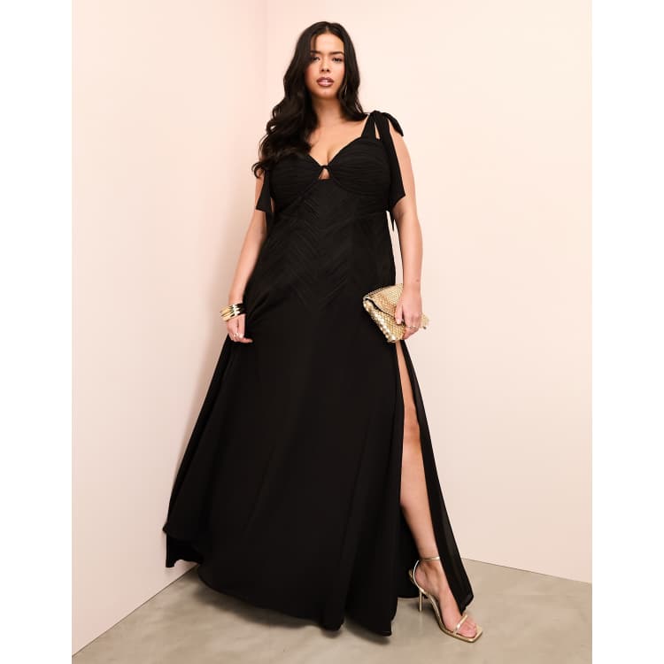 Chelsea shoulder tie chiffon dress clearance