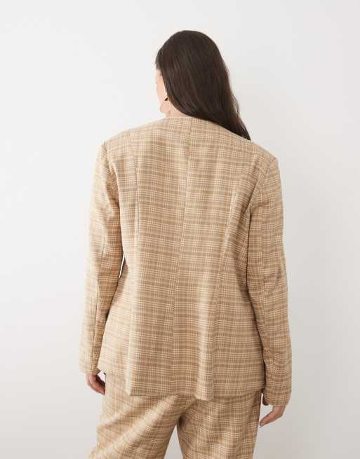 ASOS LUXE Curve co-ord check cinched waist blazer, 4 of 4