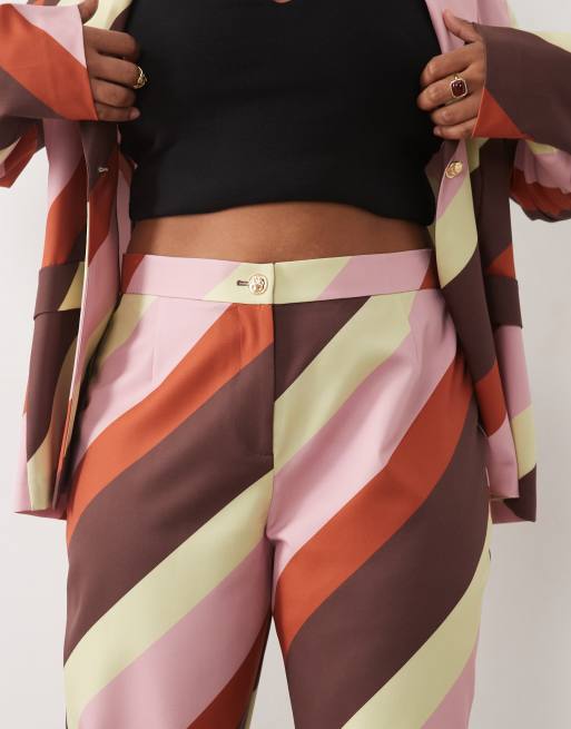 ASOS LUXE Curve co-ord tailored suit trousers in bold stripe, 5 of 5