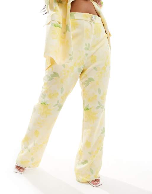 ASOS LUXE Curve co-ord tailored suit trousers in floral print, 2 of 5