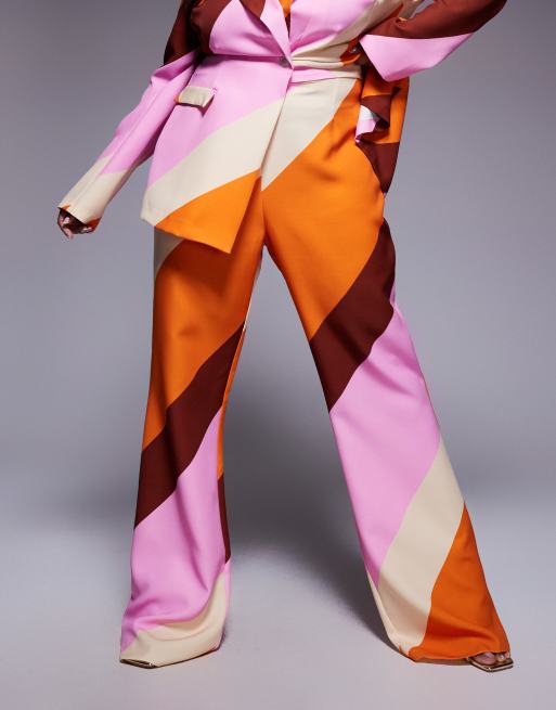 ASOS LUXE Curve co-ord tailored suit trousers in striped print, 2 of 5