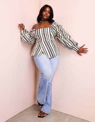 ASOS LUXE Curve mid rise contour seam denim jeans in mid