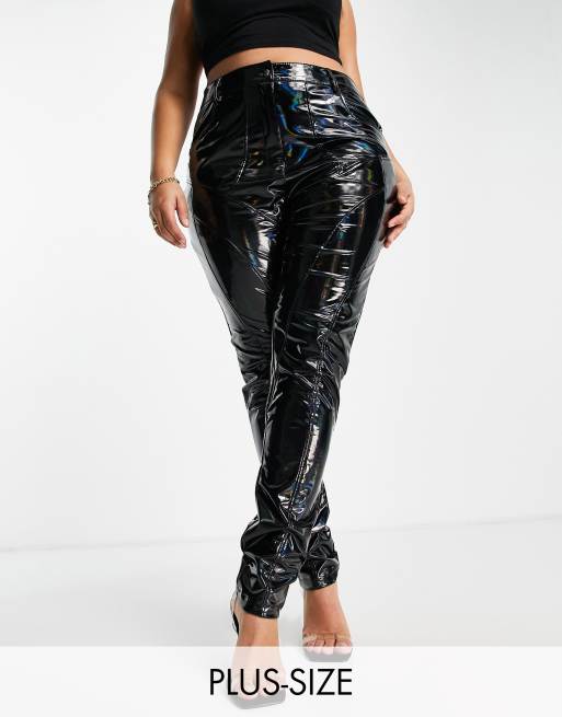 ASOS Luxe Curve – Czarne lśniące spodnie z poliuretanu