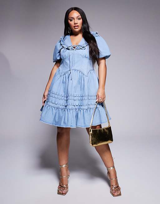 denim dress with puff sleeves Buy Sosandar Blue 100% Cotton Sleeve Buckle Detail from Next USA Size Conversion Size US Length Bust Hip S 4 40.2 37.8 40.2 M 6/8 40.6 39.4 41.7 L 10/12 40.9 41.7 44.1 XL 14 41.3 44.1 46.5 Puff Sleeve Denim Midi Dress