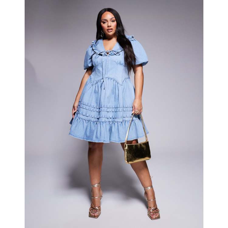 RoséMuse denim puff sleeves dress denim puff sleeves dress – BUNNY APARTMENT