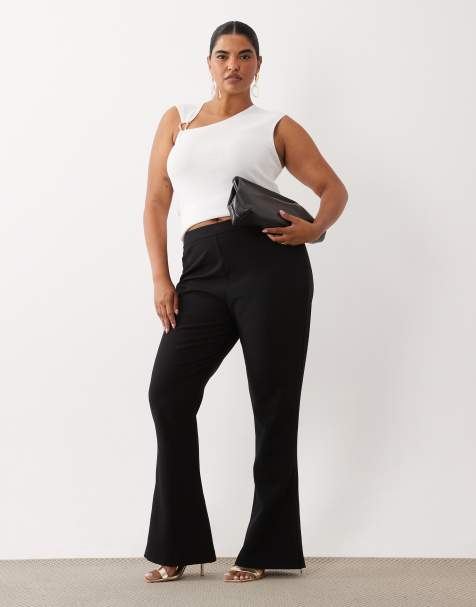 ASOS LUXE Curve dopasowane spodnie z rozszerzanymi nogawkami w czerni - view 1