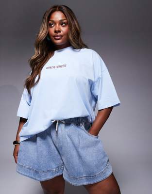 ASOS LUXE CURVE DRAWSTRING DENIM FLIPPY SHORTS WITH HEART POCKET 