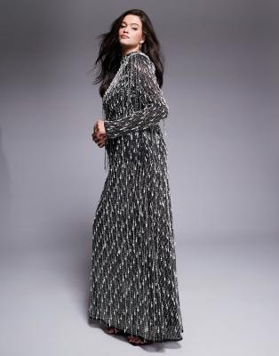 ASOS LUXE ASOS LUXE Curve drop pearl embellished maxi dress in black