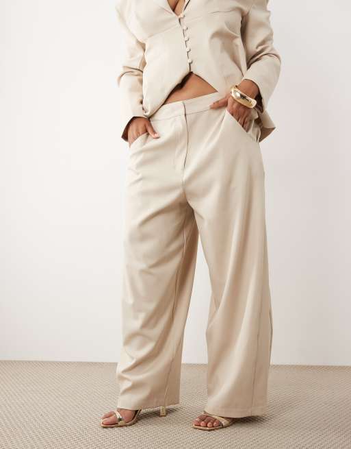 ASOS LUXE Curve - Elegante broek in crème, deel van co-ord set, 3 van 5