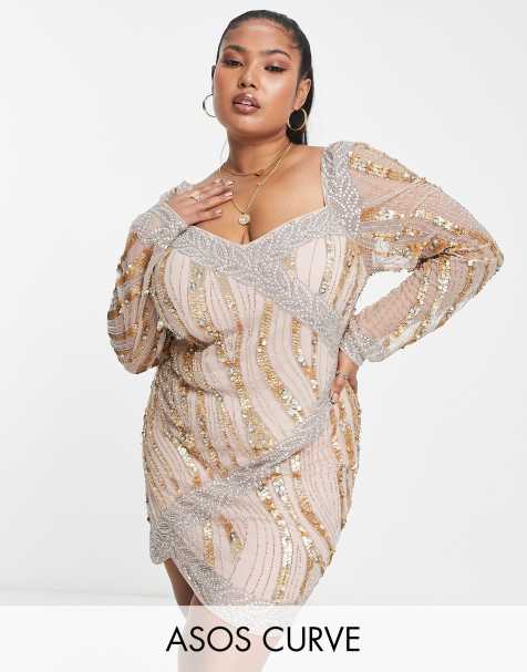 kaffe kontrast barbering Gold Plus Size Dresses | Shop at ASOS