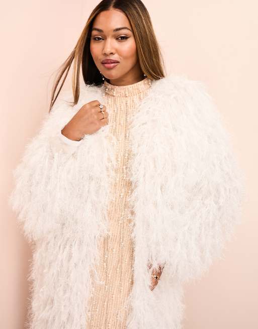 Faux fur 2025 feather jacket