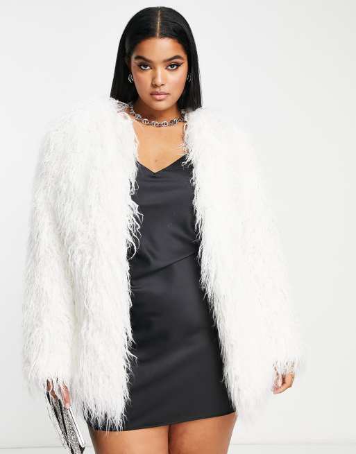 Asos white clearance faux fur coat