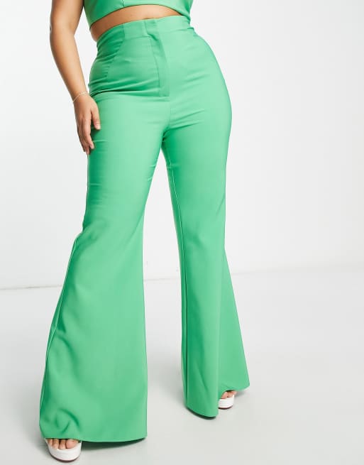 ASOS LUXE Curve flared suit pants in green (part of a set)