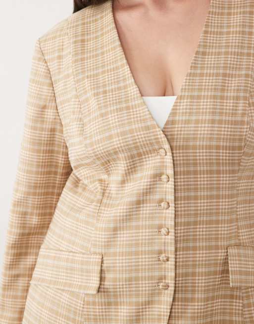 ASOS LUXE Curve - Geruite getailleerde blazer, deel van co-ord set, 3 van 4