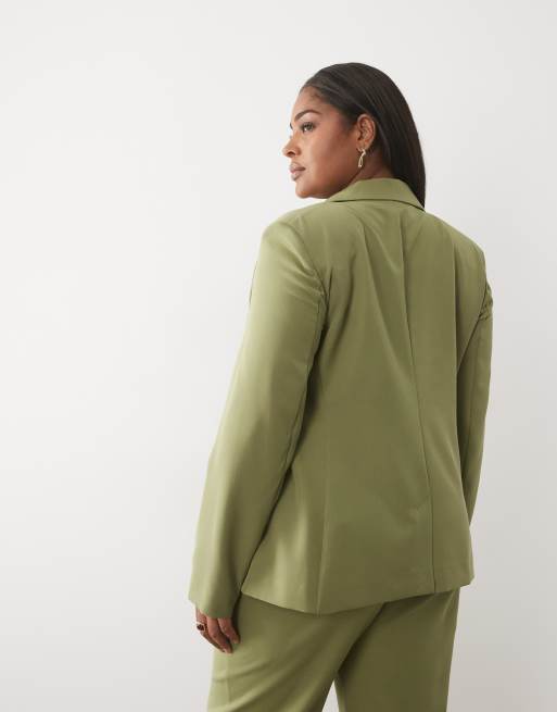 ASOS LUXE Curve getailleerde blazer in olijfgroen, 4 van 4