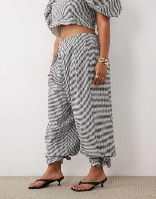 ASOS LUXE curve gingham balloon pants with tie cuff - part of a