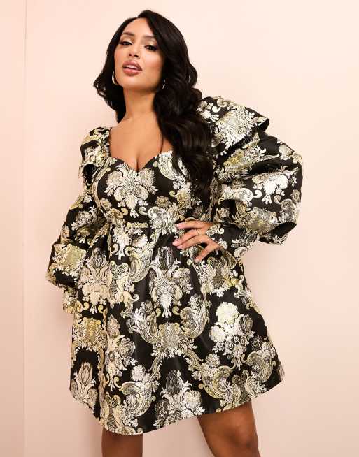 Black and gold hotsell dress for plus size