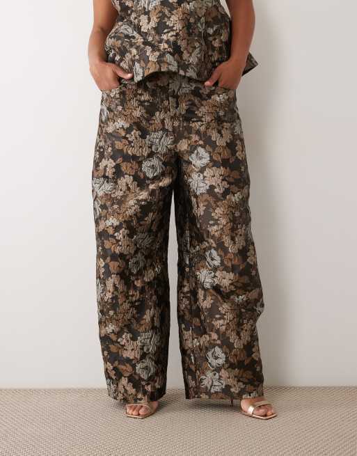 ASOS LUXE Curve jacquard barrel leg co-ord trouser, 2 of 5