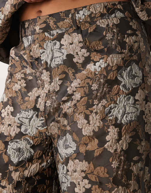 ASOS LUXE Curve jacquard barrel leg co-ord trouser, 4 of 5