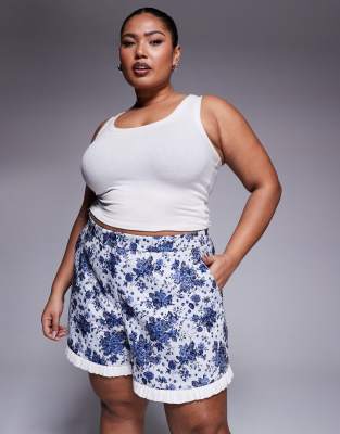 Asos Luxe Jacquard Collared Skater Mini Dress With Poplin Contrast In Blue