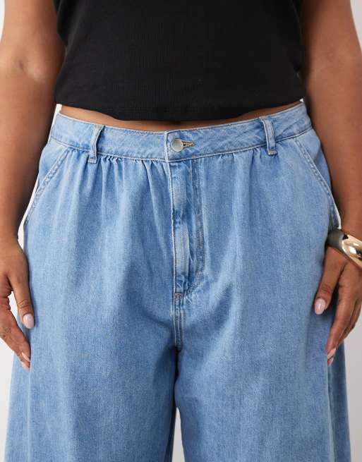 ASOS LUXE Curve – Jasnoniebieskie jeansy z balonowymi nogawkami, 4 z 5