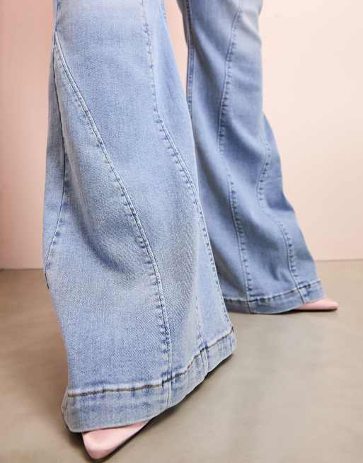 ASOS LUXE Curve - Jean à taille mi-haute et coutures structurées - Bleu moyen délavé, 5 de 5