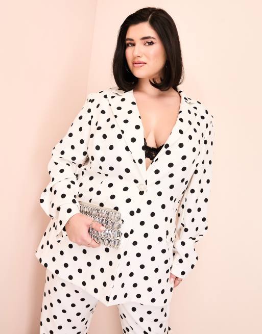 ASOS Luxe Curve – Jednorzędowa elegancka marynarka garniturowa w groszki, część zestawu
