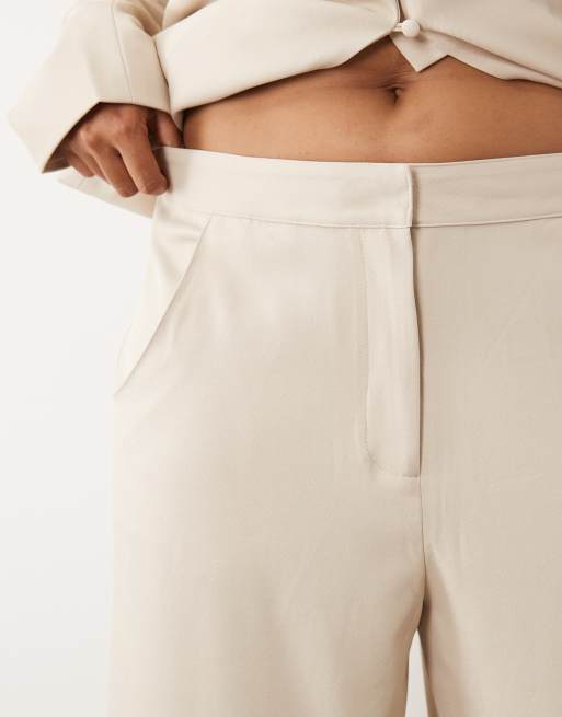 ASOS Luxe Curve – Kremowe eleganckie spodnie, część zestawu, 4 z 5