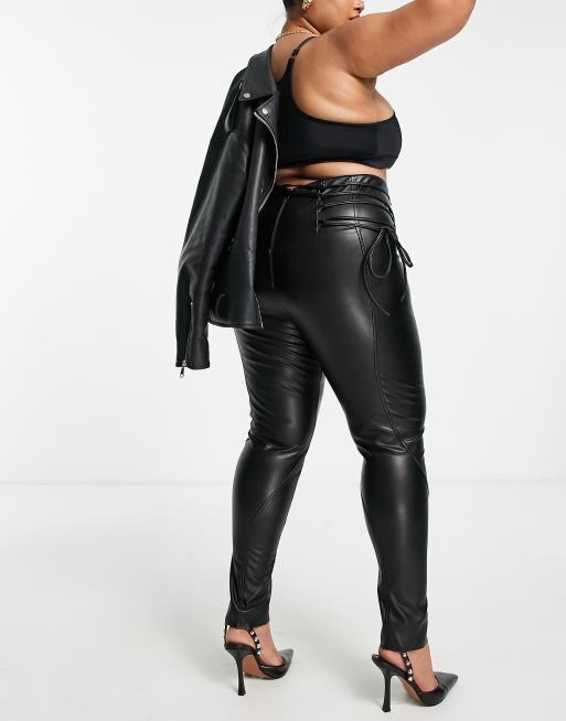 Plus Size Fashion Leggings, Leather Look Leggings