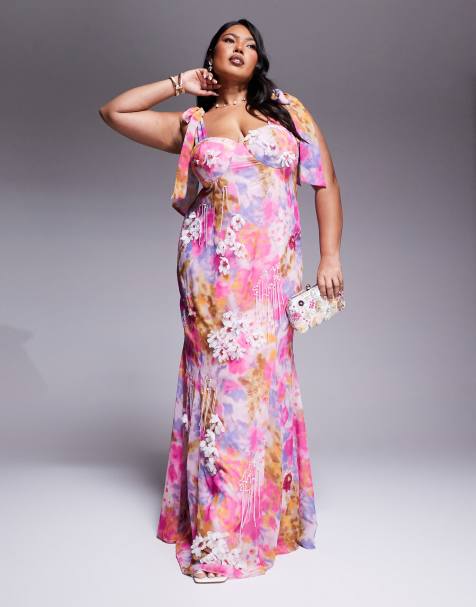 ASOS LUXE Curve - Maxi jurk met versiering en bloemenprint - view 1