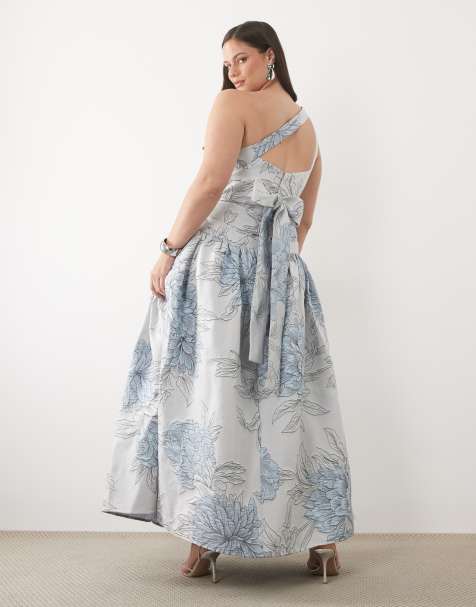 ASOS LUXE Curve – Maxikleid aus Jacquard mit One-Shoulder-Detail - view 1