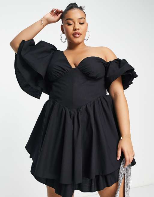 ASOS Curve ASOS DESIGN Curve Melody corset with chiffon sleeves in