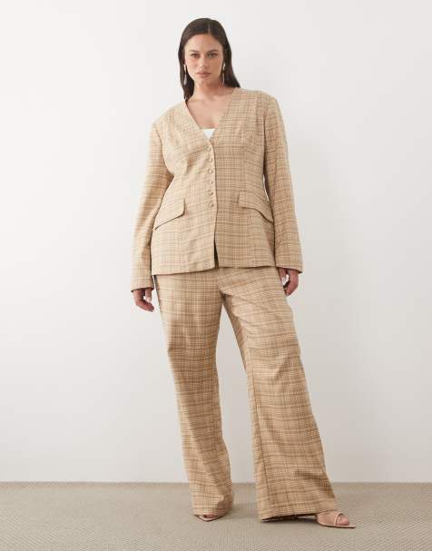 ASOS LUXE Curve - Pantalon d'ensemble ajusté à carreaux - view 1