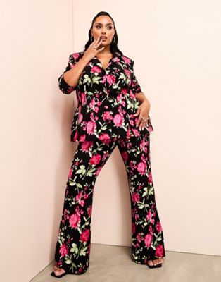 ASOS LUXE Curve suit trouser in black floral print - ASOS Price Checker
