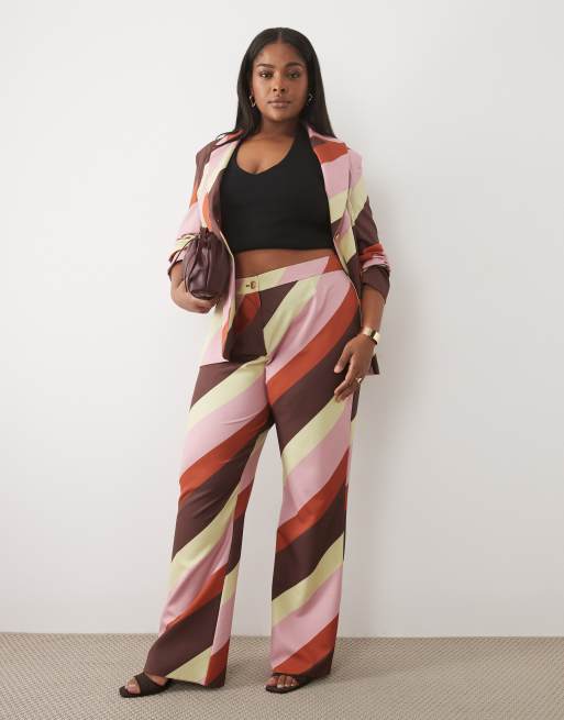 ASOS LUXE Curve pantaloni da abito sartoriali coordinati a righe marcate, 1 di 5