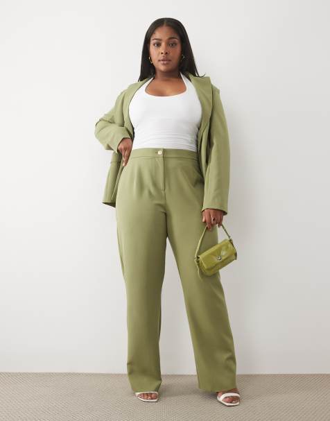 ASOS LUXE Curve pantaloni da abito sartoriali coordinati in oliva - view 1