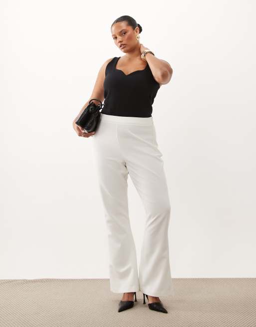 ASOS LUXE Curve pantaloni sartoriali svasati color crema