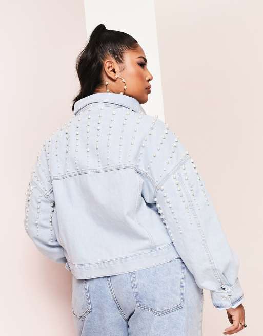 ASOS LUXE Curve pearl denim jacket ASOS