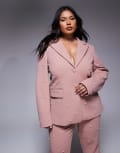 [ASOS LUXE] ASOS LUXE Curve pearl embellished tailored blazer in dusty rose (part of a set)-Pink 20 PINK