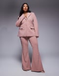 [ASOS LUXE] ASOS LUXE Curve pearl embellished tailored pants in dusty rose (part of a set)-Pink 18 PINK