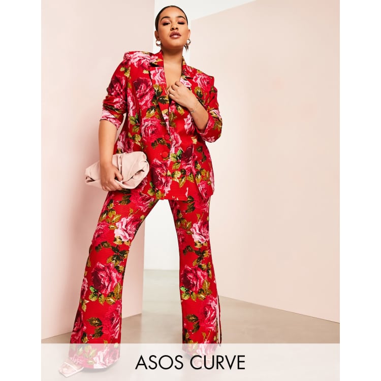 ASOS LUXE Curve pixelated rose suit pants | ASOS