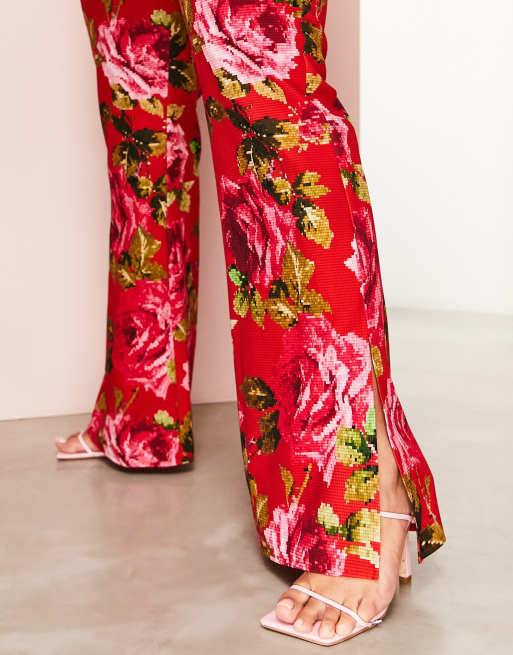 ASOS LUXE Curve pixelated rose suit pants | ASOS
