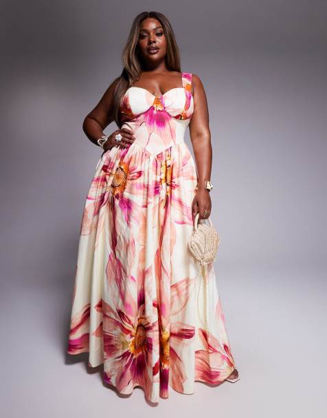 ASOS LUXE Curve premium maxi dress in oversized floral print - view 1