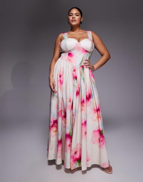 ASOS LUXE Curve – Premium – Storblommig maxiklänning - view 1