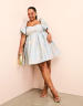 ASOS LUXE Curve puff sleeve jacquard mini dress with