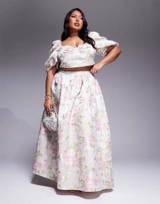 Asos Luxe Curve Puff Sleeve Top In Multi