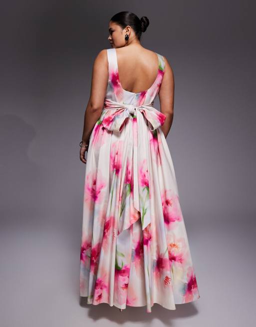 ASOS LUXE Curve - Robe longue oversize de qualité supérieure à imprimé fleurs, 2 de 4